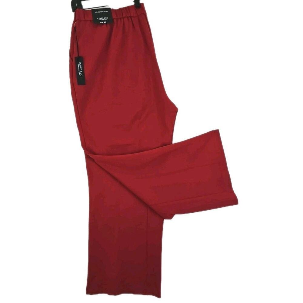 JONES NEW YORK ~Woman Size 2X~ Red Slim Leg Jogger Stretch Pull-on Pants NWT.